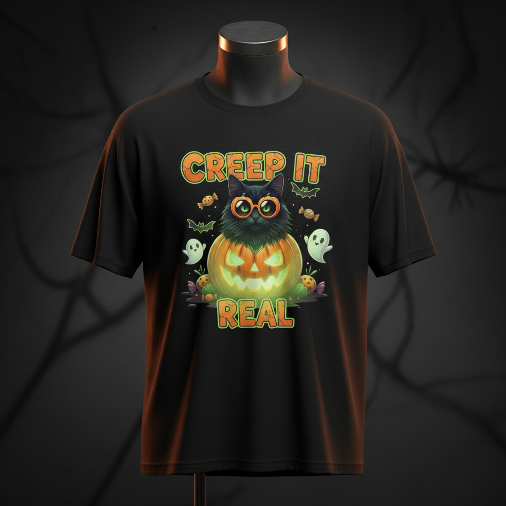 Creep It Real™ – Halloween Cat Tee