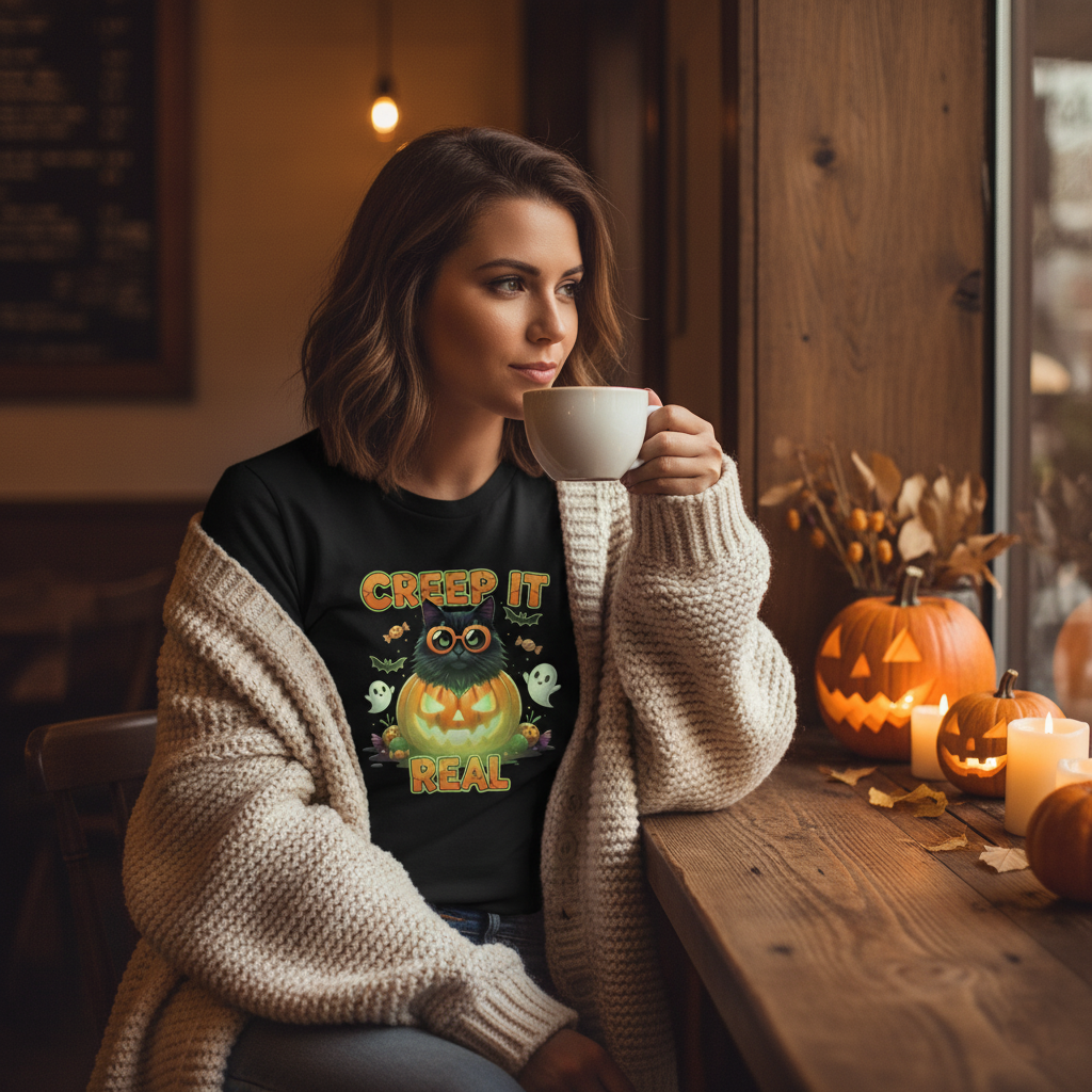 Creep It Real™ – Halloween Cat Tee