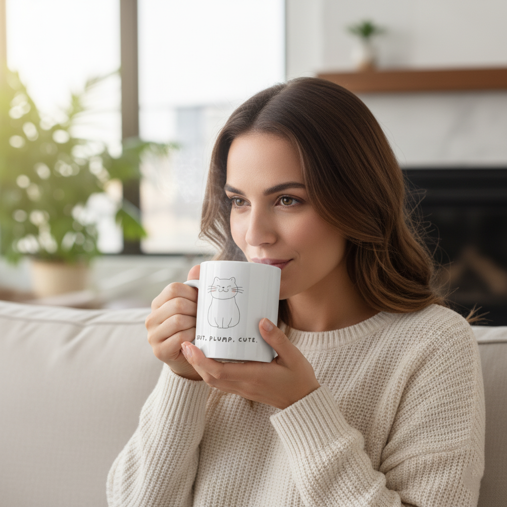 The "Soft, Plump, Cute" Cozy Cat Premium Mug