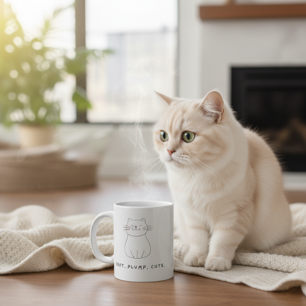 The "Soft, Plump, Cute" Cozy Cat Premium Mug