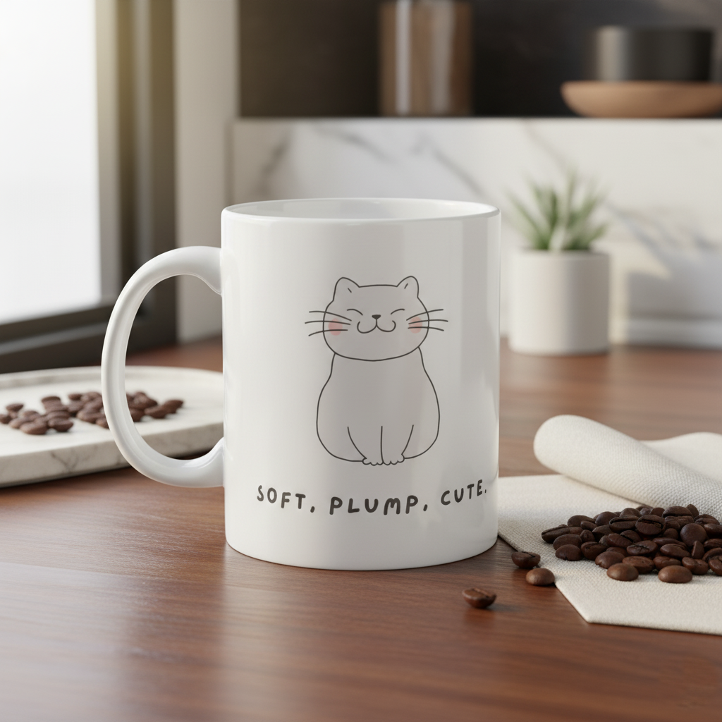 The "Soft, Plump, Cute" Cozy Cat Premium Mug