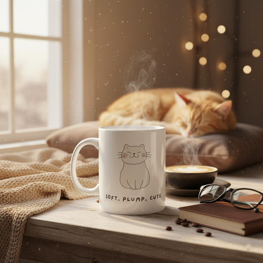 The "Soft, Plump, Cute" Cozy Cat Premium Mug